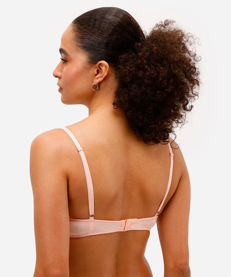 sutiã meia taça canelado com renda rosa