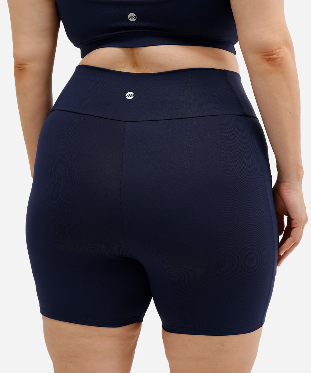 bermuda ciclista feminina esportiva com nervura plus size azul