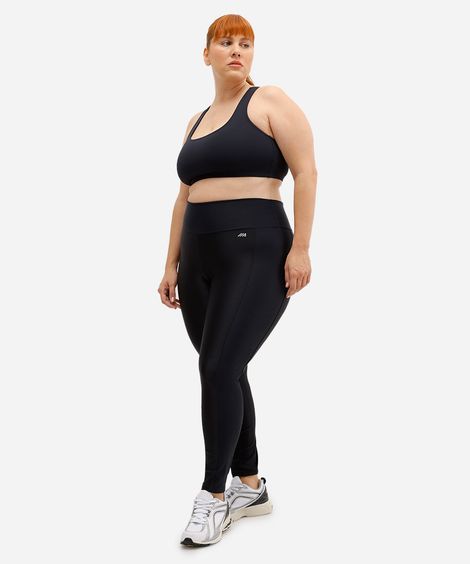 calça legging esportiva plus size texturizada preta