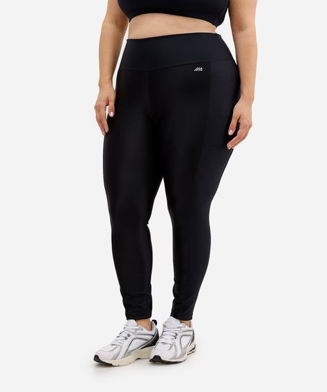 calça legging esportiva plus size texturizada preta