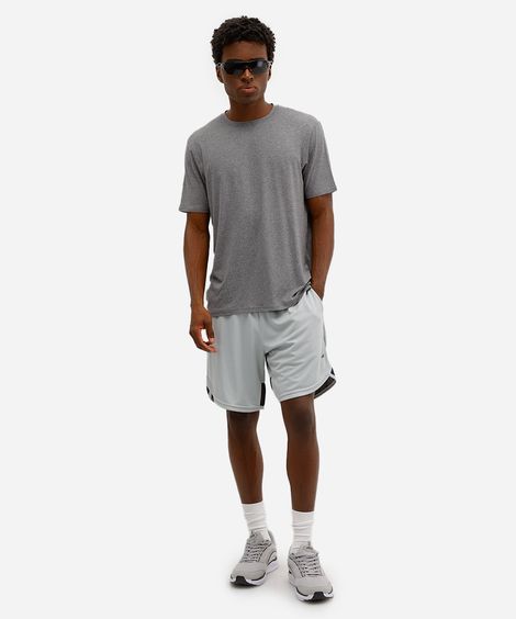short masculino esportivo texturizado com recorte verde