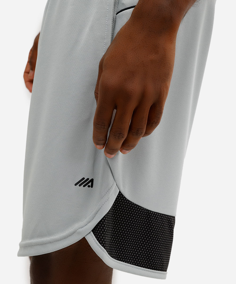 short masculino esportivo texturizado com recorte verde