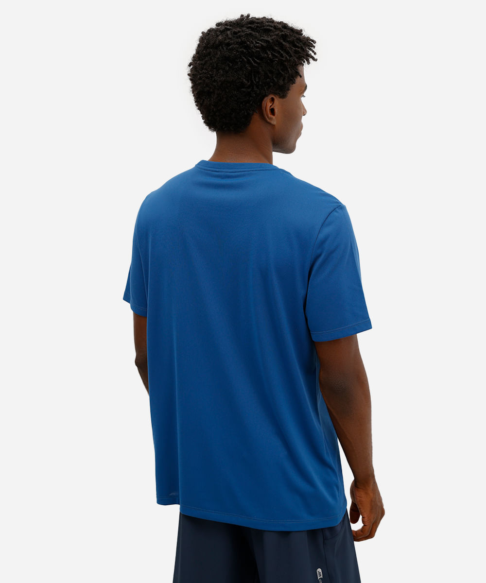 camiseta masculina esportiva ace de poliamida estampada azul