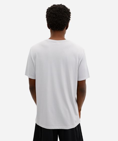 camiseta esportiva masculina de poliamida estampada cinza