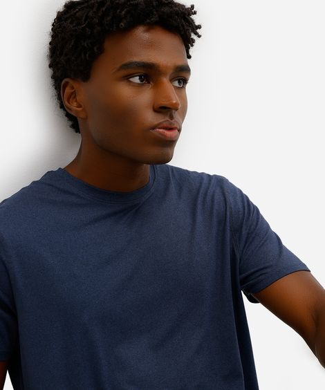 camiseta masculina manga curta azul