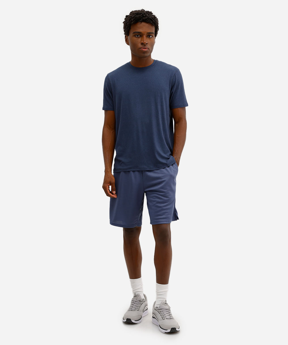 camiseta masculina manga curta azul