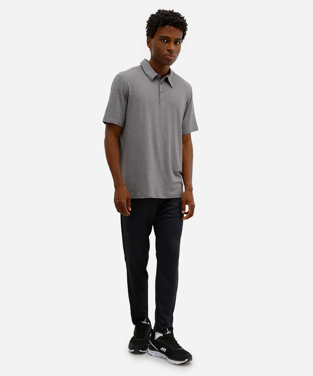 polo esportiva masculina manga curta cinza