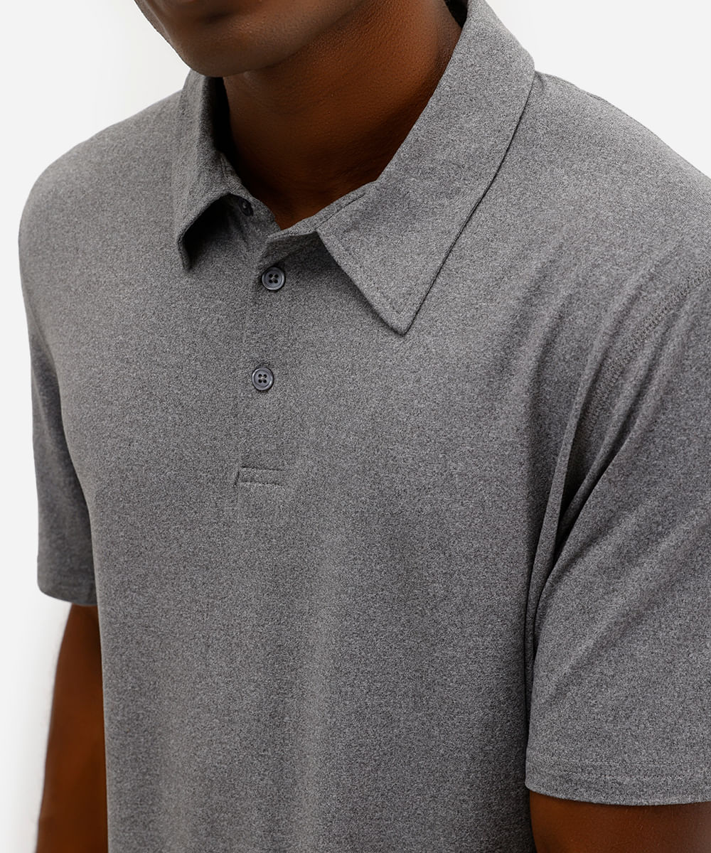 polo esportiva masculina manga curta cinza