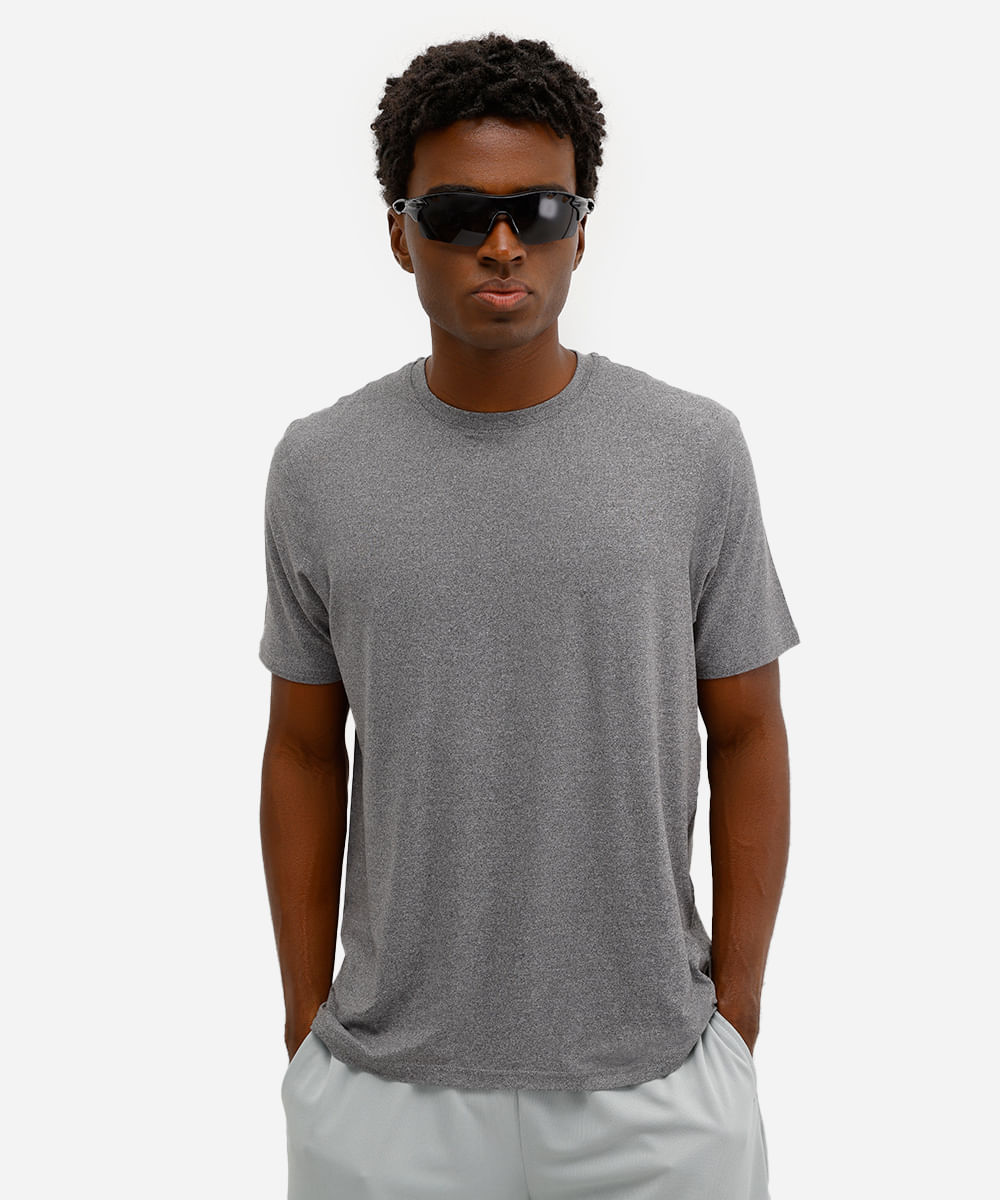 camiseta masculina manga curta cinza