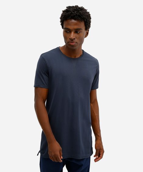 camiseta masculina de poliamida esportiva sem costura azul
