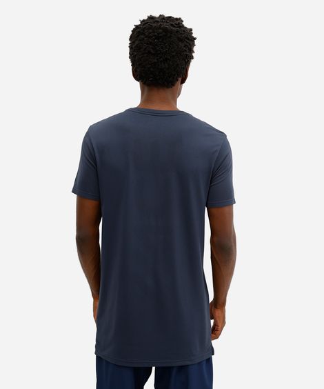 camiseta masculina de poliamida esportiva sem costura azul