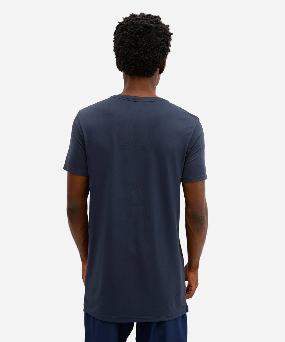 camiseta masculina de poliamida esportiva sem costura azul