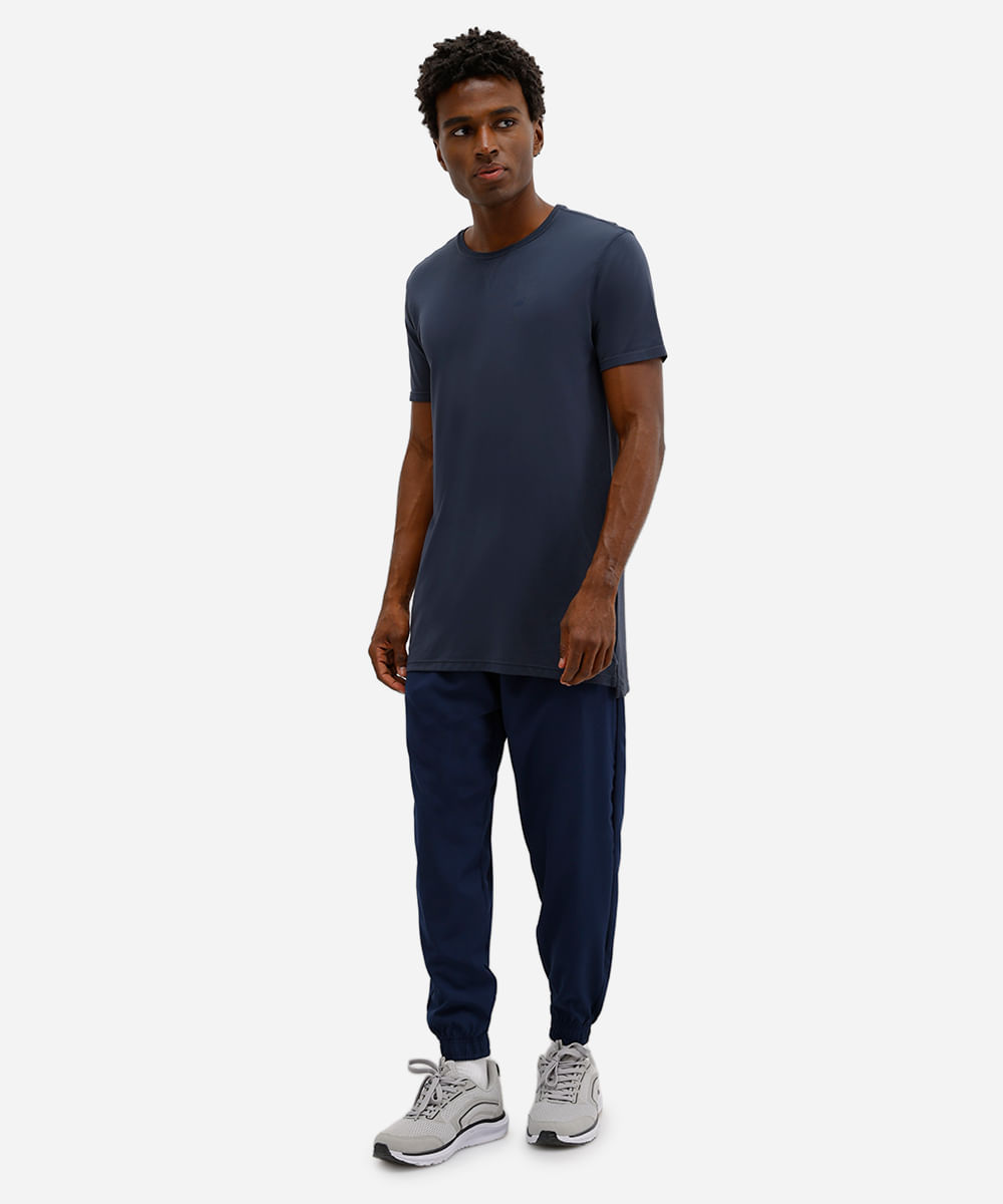camiseta masculina de poliamida esportiva sem costura azul