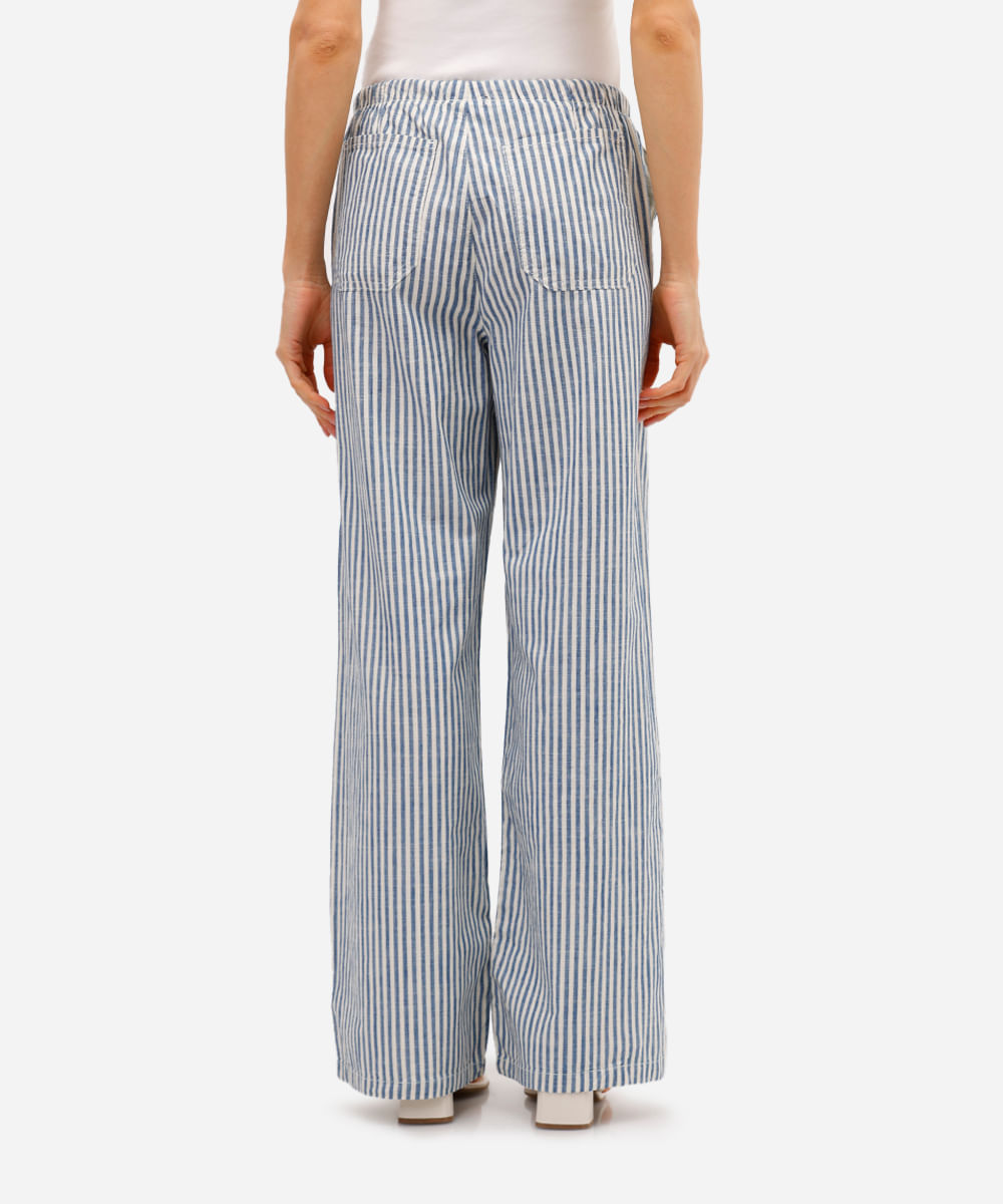 calça estilo pijama feminina de algodão listrada off white