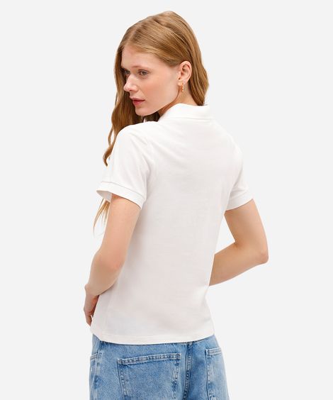 polo básica feminina de algodão  off white