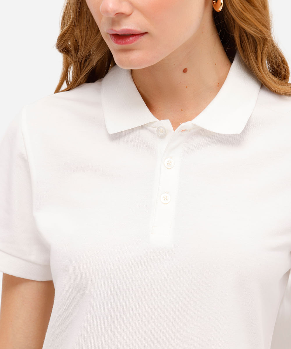 polo básica feminina de algodão  off white