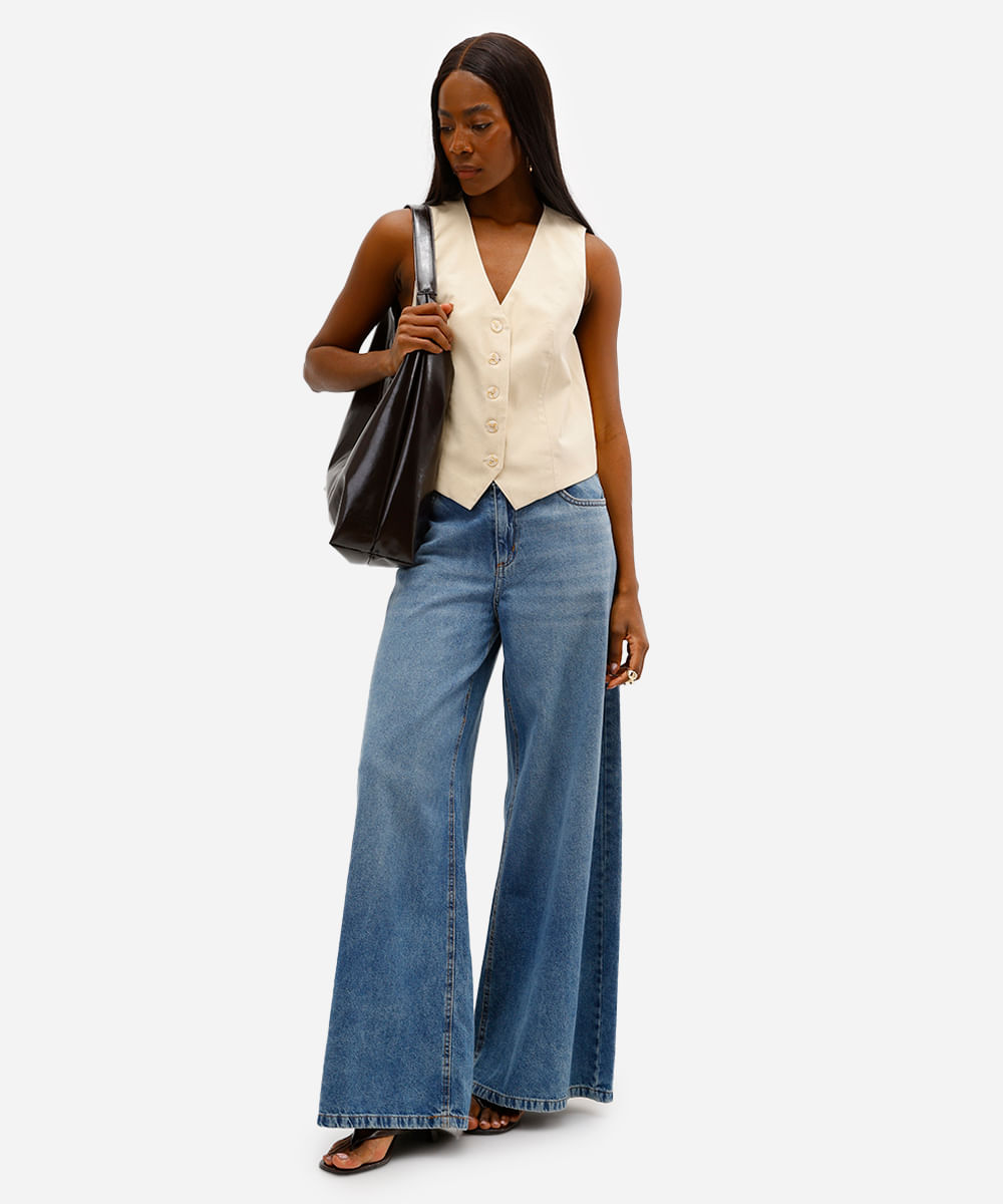 colete feminino de alfaiataria em viscose amarelo