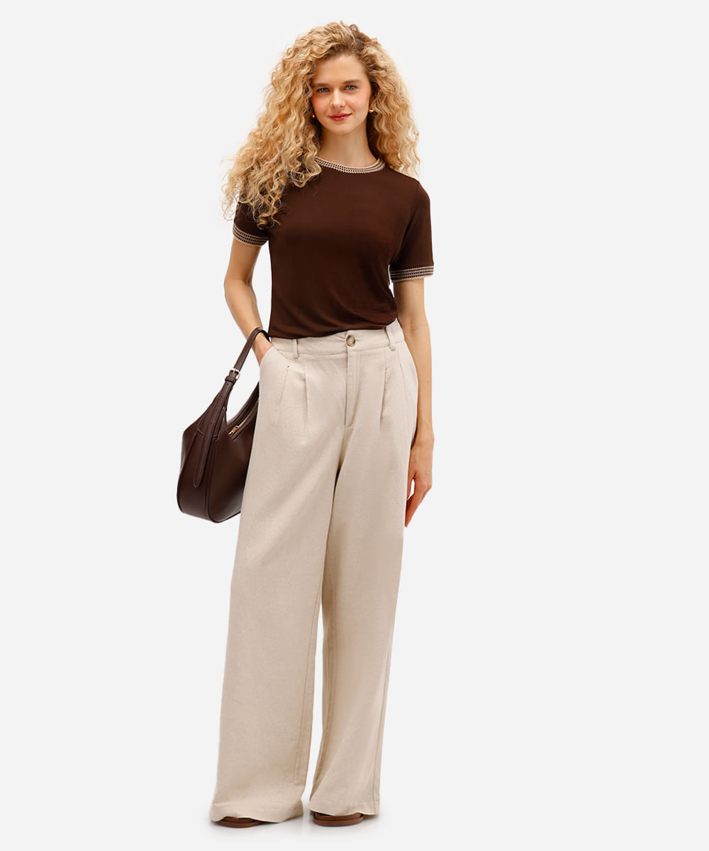 blusa feminina de viscose manga curta marrom