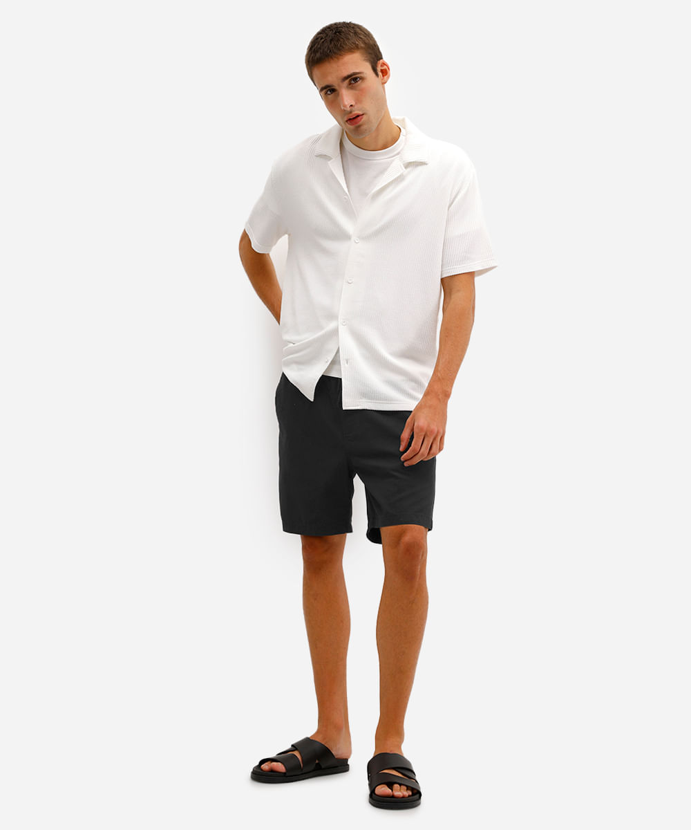 bermuda jogger masculina de sarja preta