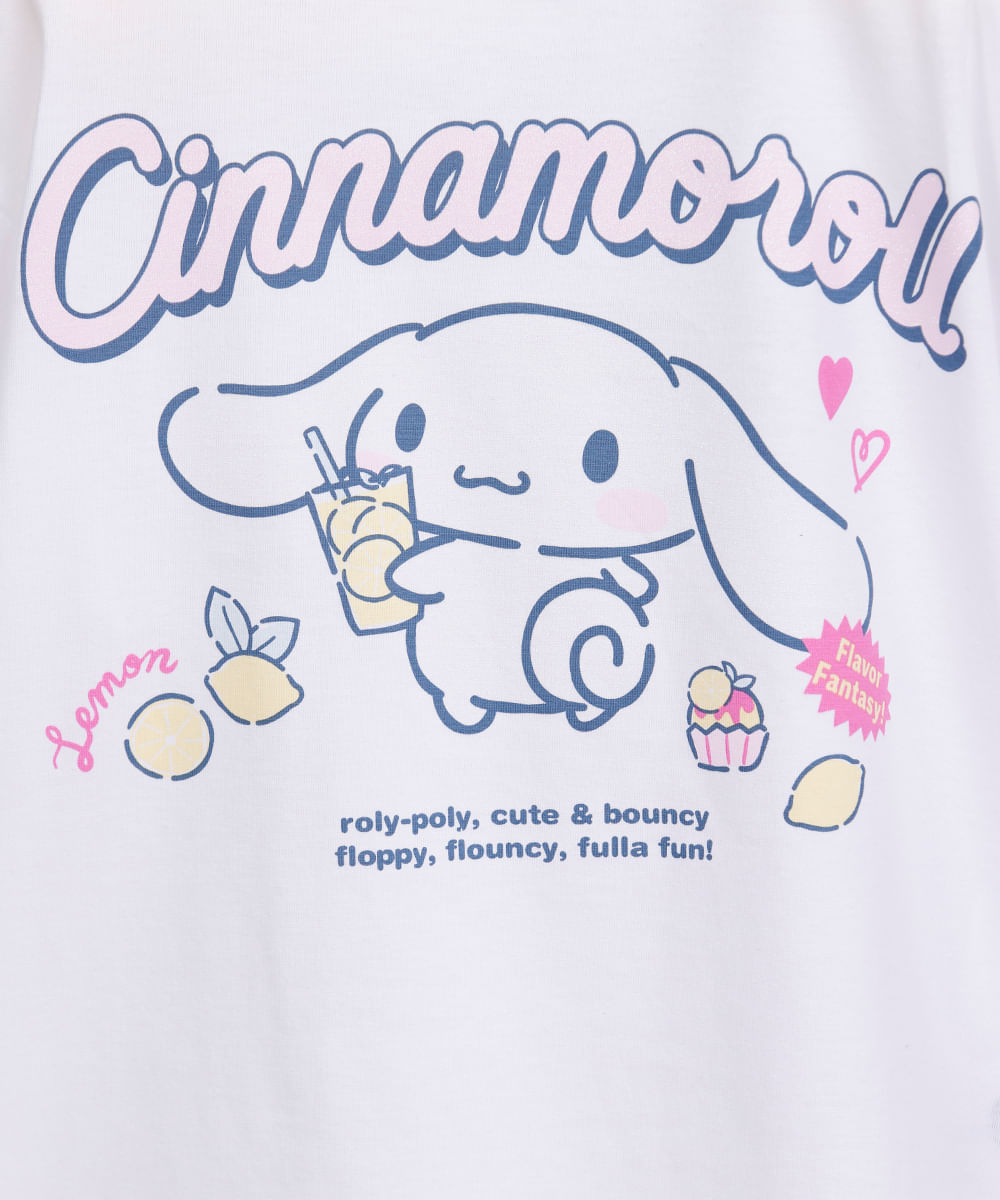 camiseta de algodão infantil manga curta cinnamoroll off white