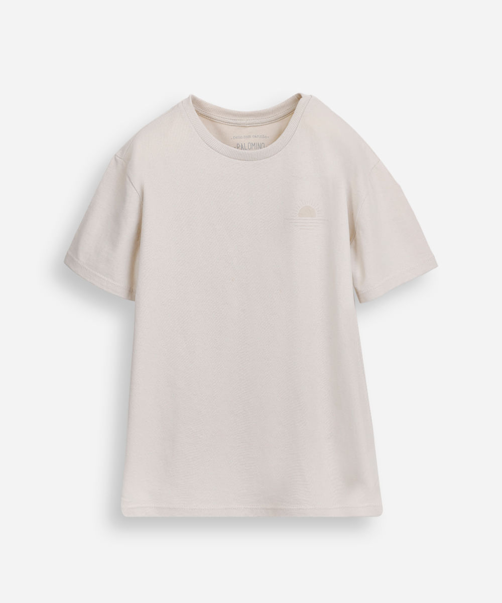 camiseta de algodão infantil manga curta bege