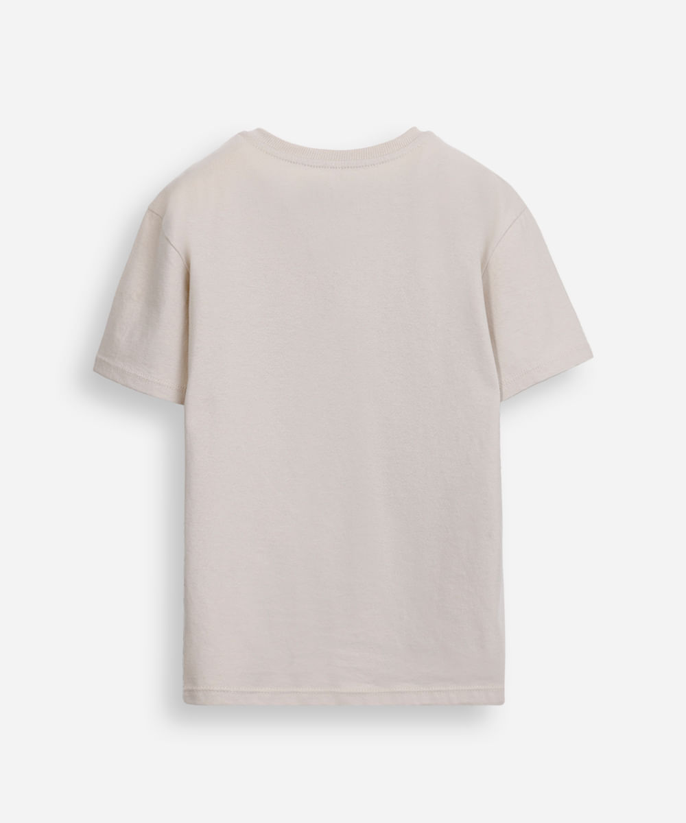 camiseta de algodão infantil manga curta bege