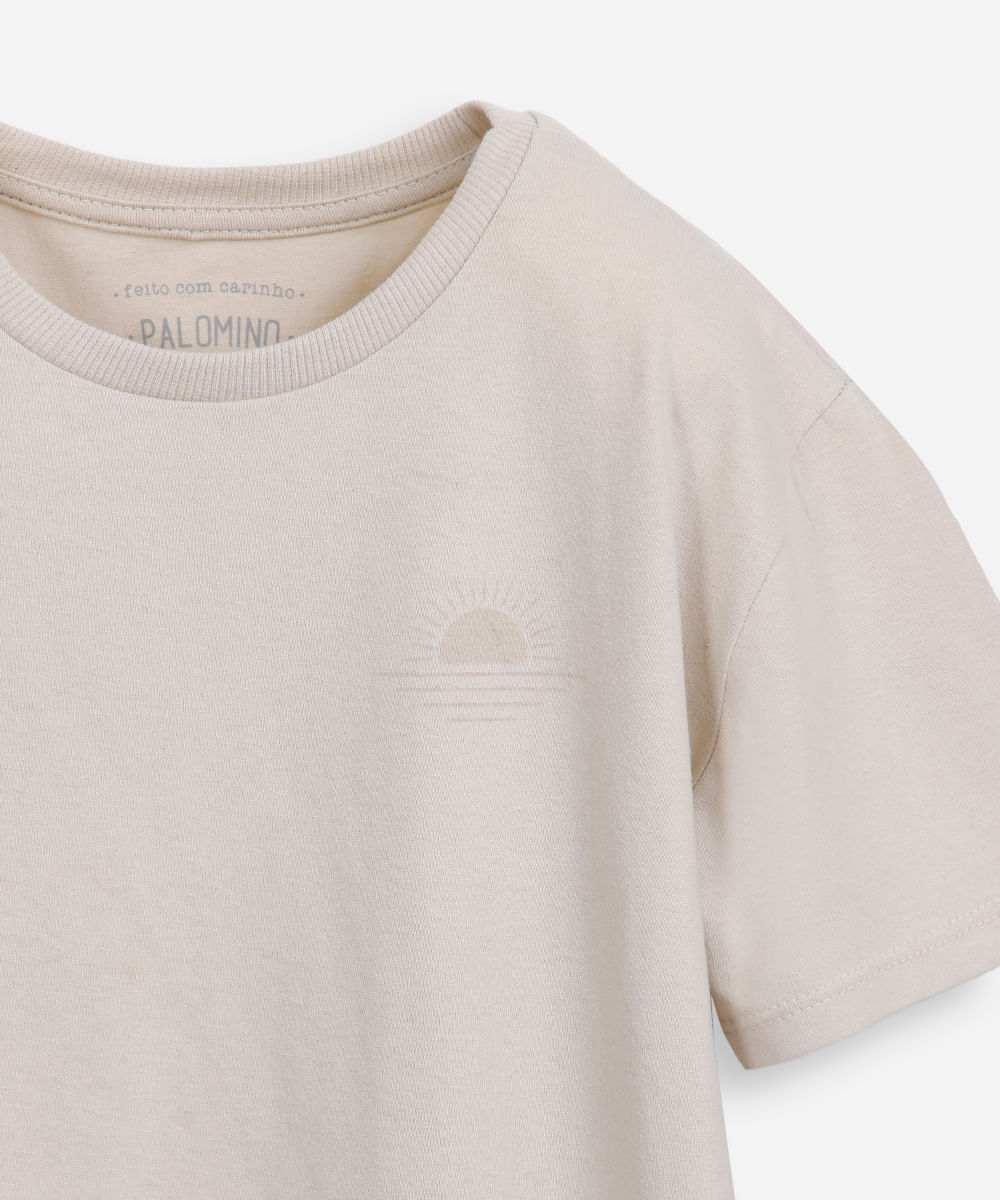 camiseta de algodão infantil manga curta bege