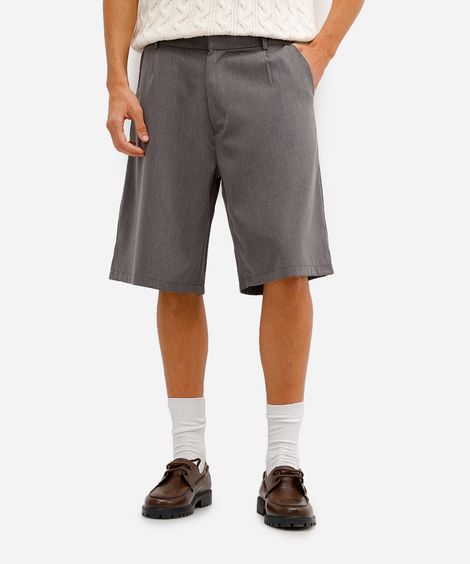 bermuda baggy masculina de alfaiataria cinza