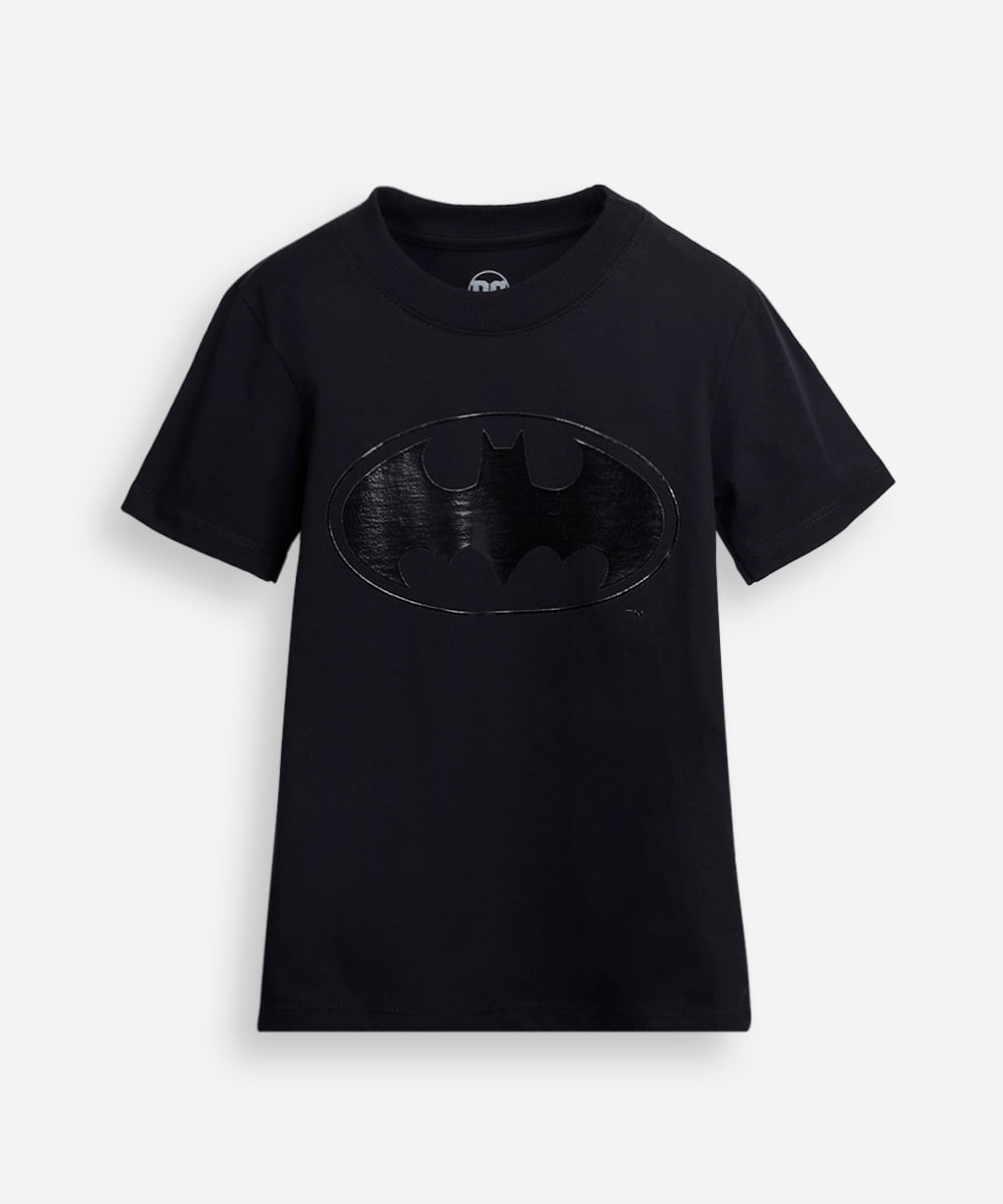 camiseta de algodão infantil manga curta batman preta