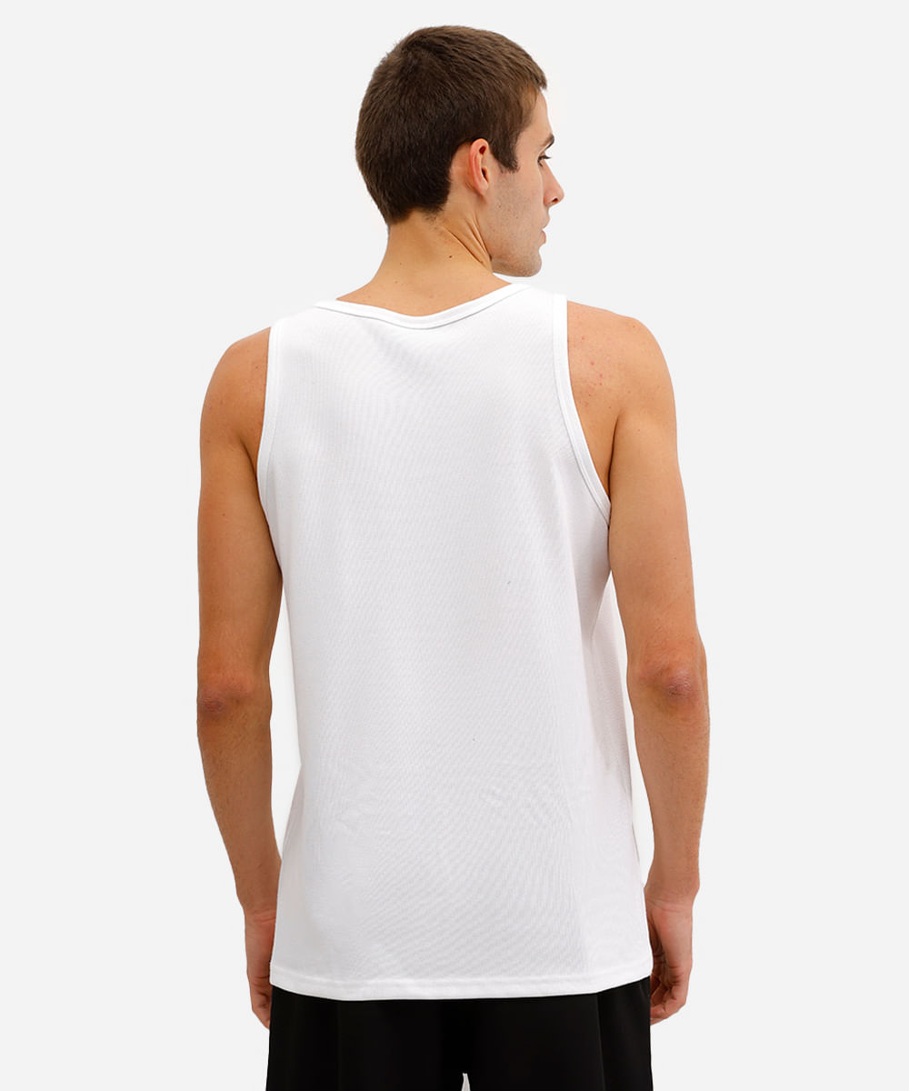 regata básica masculina de tricot com algodão peruano branca