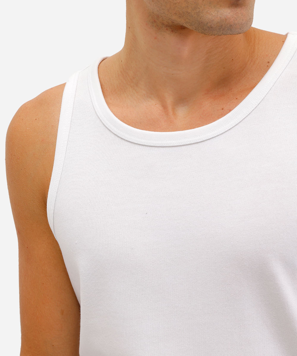 regata básica masculina de tricot com algodão peruano branca