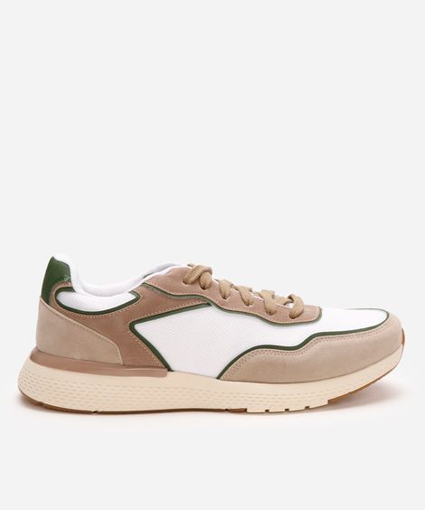 tênis esportivo masculino com recortes branco