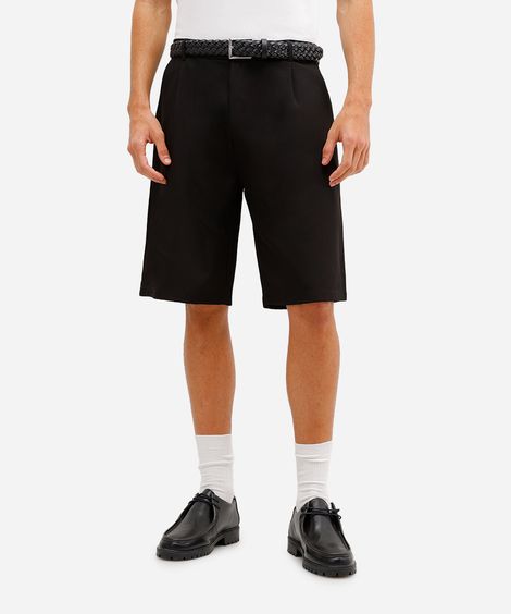 bermuda baggy masculina de alfaiataria  preta