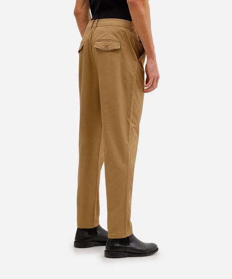 calça slim masculina de alfaiataria bege