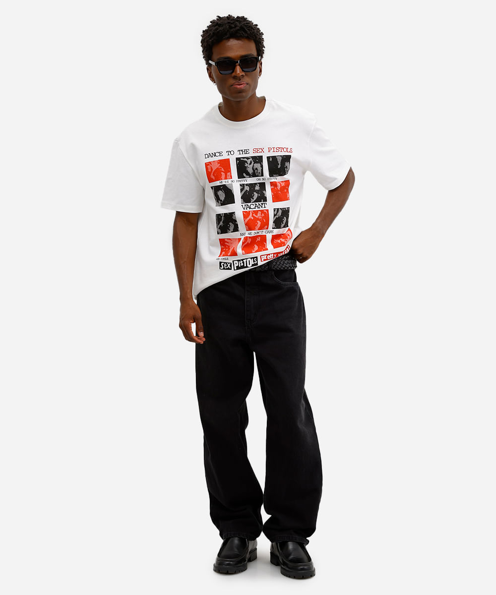 camiseta masculina de algodão estampada off white