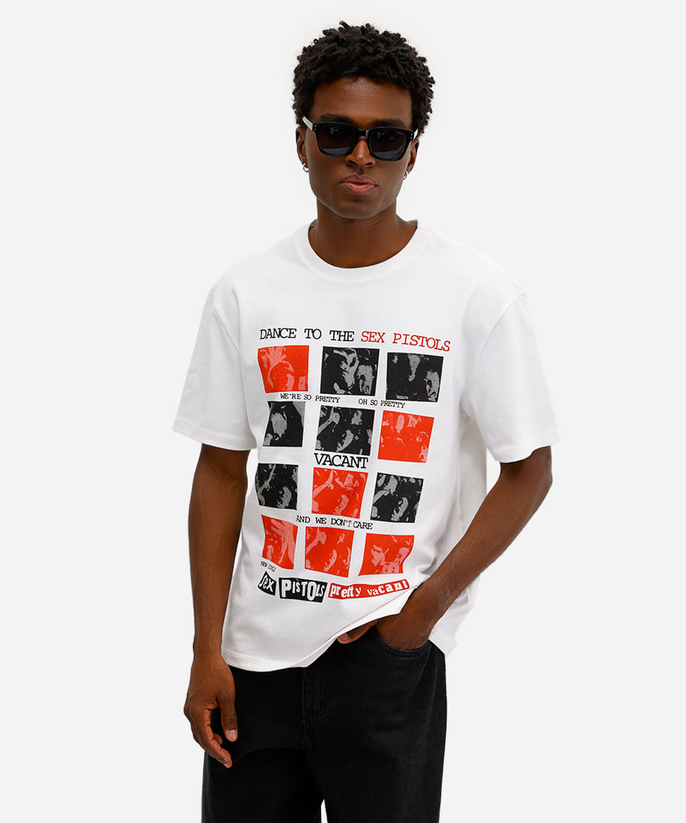 camiseta masculina de algodão estampada off white