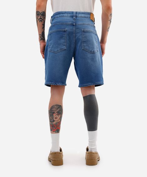 bermuda reta masculina comfort jeans azul