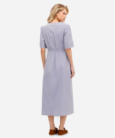 vestido midi feminino listrado off white