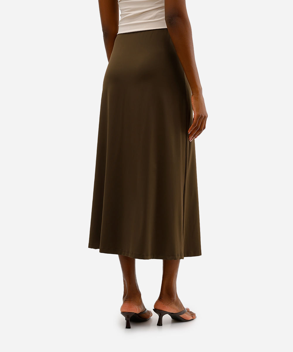 saia longa feminina de poliamida marrom