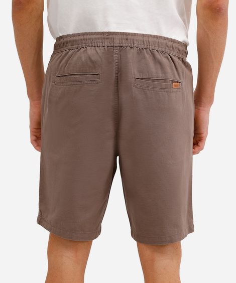 bermuda masculina de sarja cós elástico com bolso bege