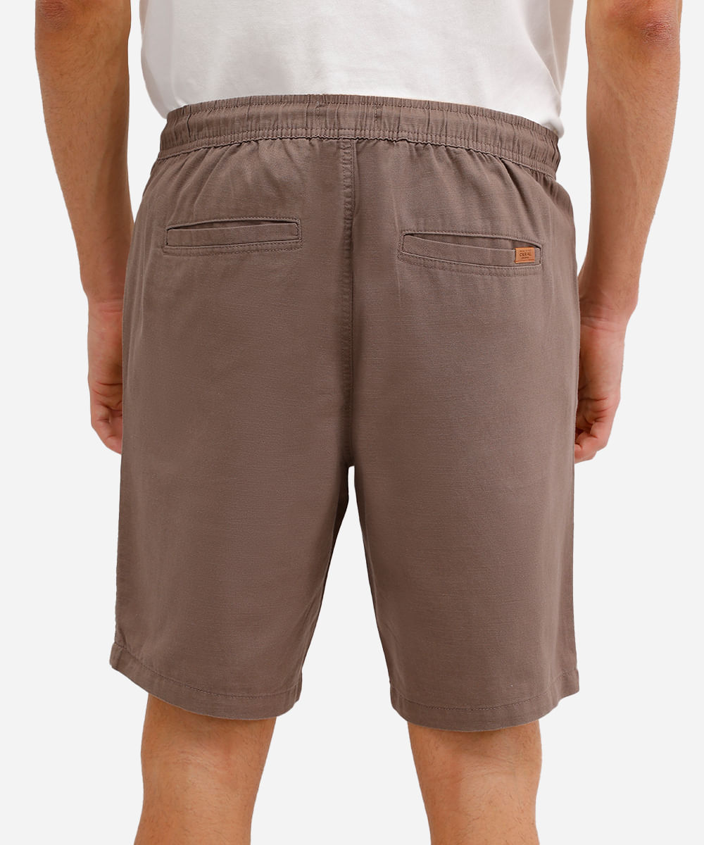 bermuda masculina de sarja cós elástico com bolso bege