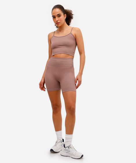 bermuda feminina esportiva de poliamida sem costura rosa