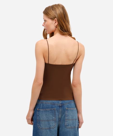 blusa feminina de poliamida alça fina marrom