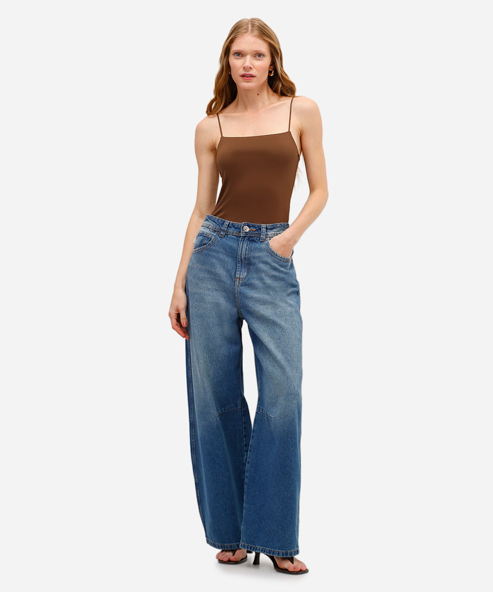 blusa feminina de poliamida alça fina marrom