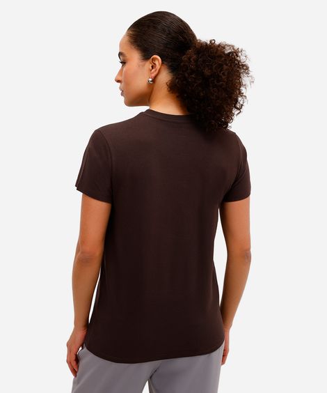 camiseta feminina de algodão rata de academia marrom