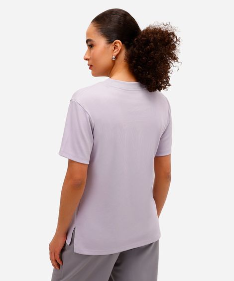 camiseta oversized feminina de algodão peruano interlock lilás