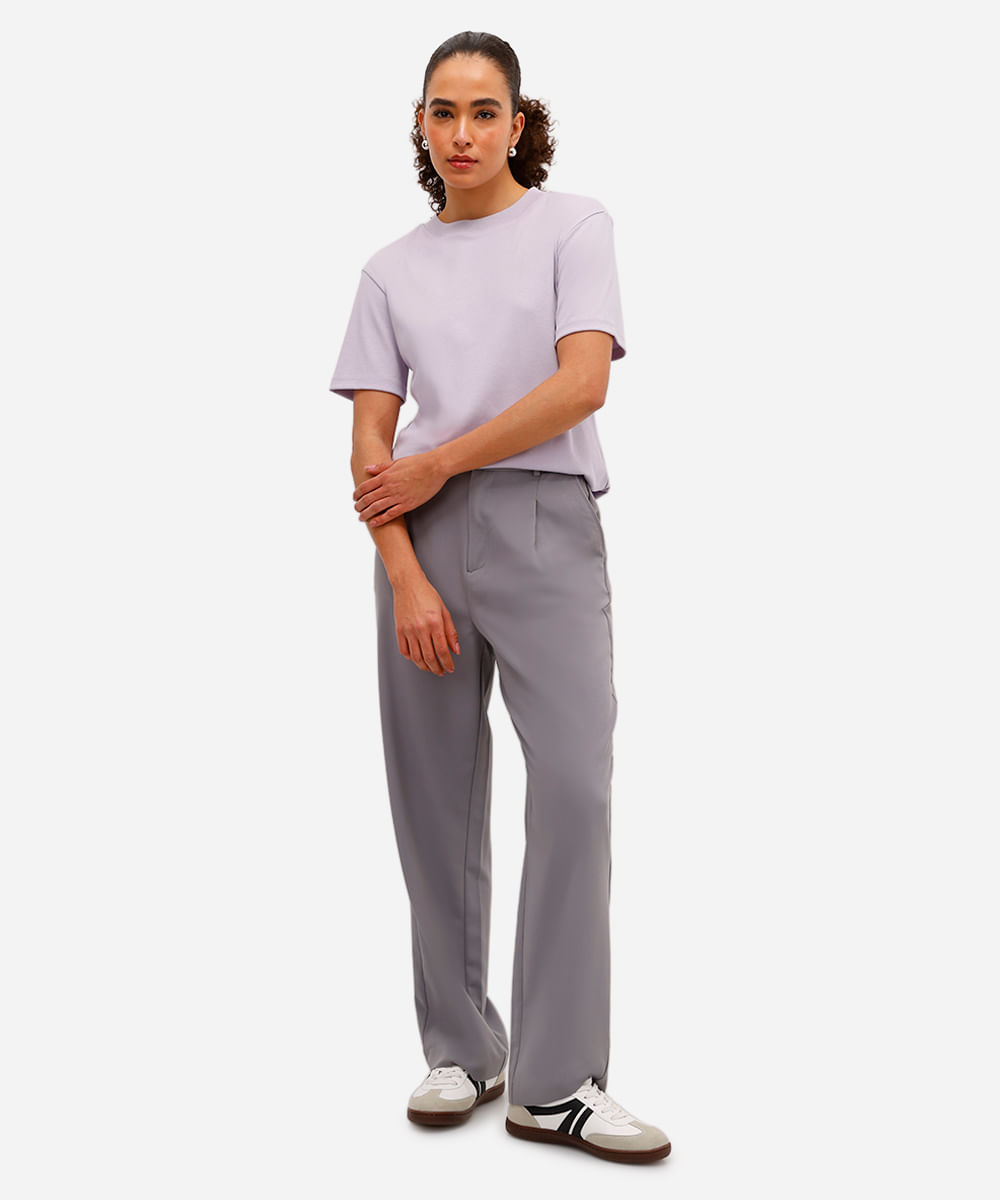 camiseta oversized feminina de algodão peruano interlock lilás