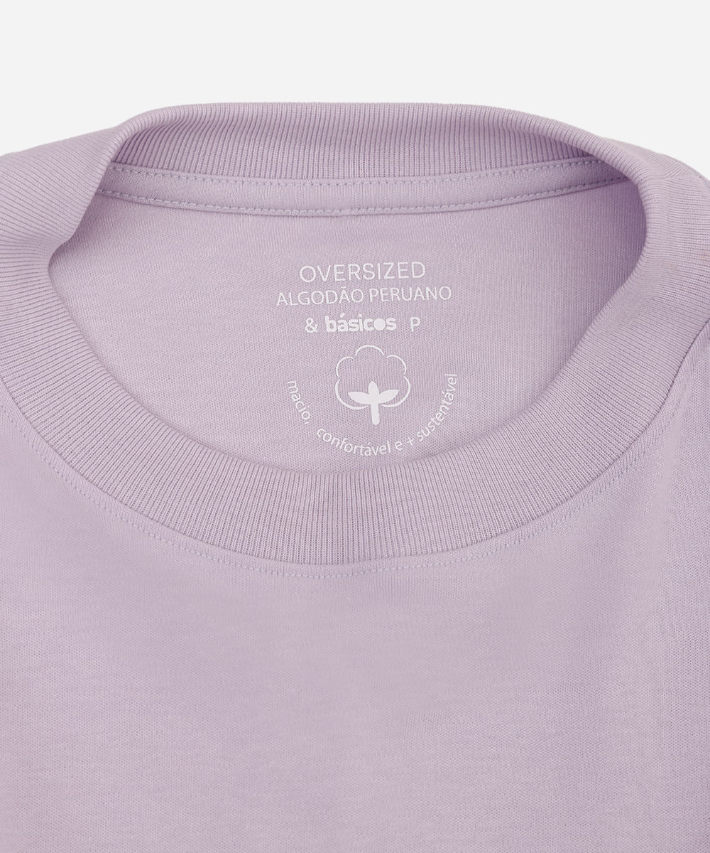 camiseta oversized feminina de algodão peruano interlock lilás