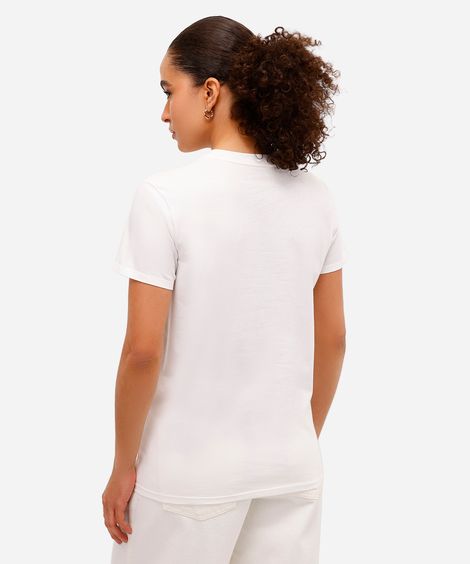 camiseta feminina de algodão estampada off white