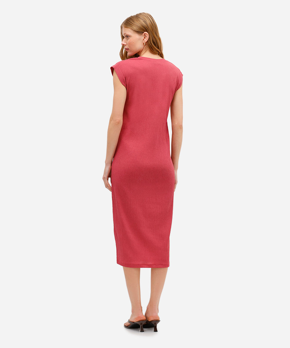 vestido midi feminino muscle tee texturizado rosa